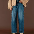 Wide-Leg Frayed Hem Jeans