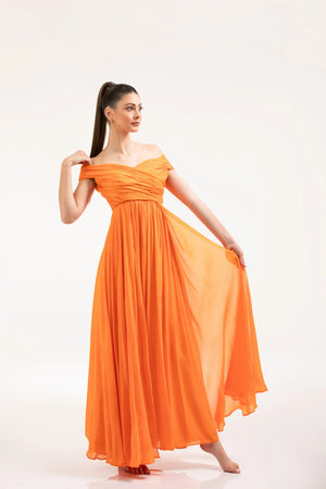 Draped Orange Dress – ELLY - ELLY