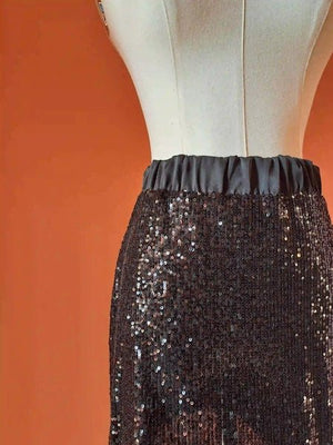 Elegance in Motion Skirt - Paillettes Nero - ELLY