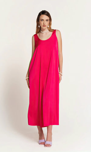 Fucsia Draped Back Maxi Dress - ELLY