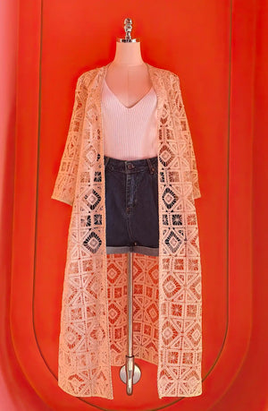 Geometric Lace Kimono - ELLY