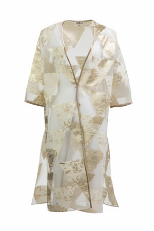 Golden Geometric Sheer Kimono - ELLY