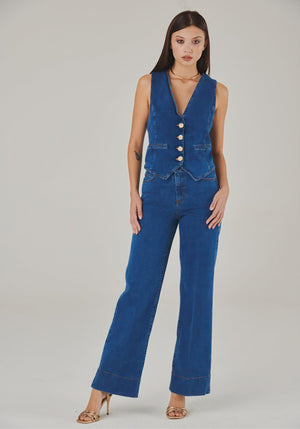 Italian-Made Denim Gilet - Effortlessly Chic - ELLY
