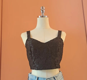 Lace Crop Top – Nero - ELLY