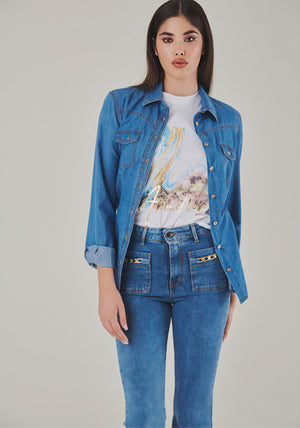LuxeComfort Italian Denim Shirt - ELLY