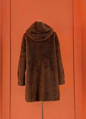 Luxora Plush Italian Hooded Coat – Moro Visone - ELLY