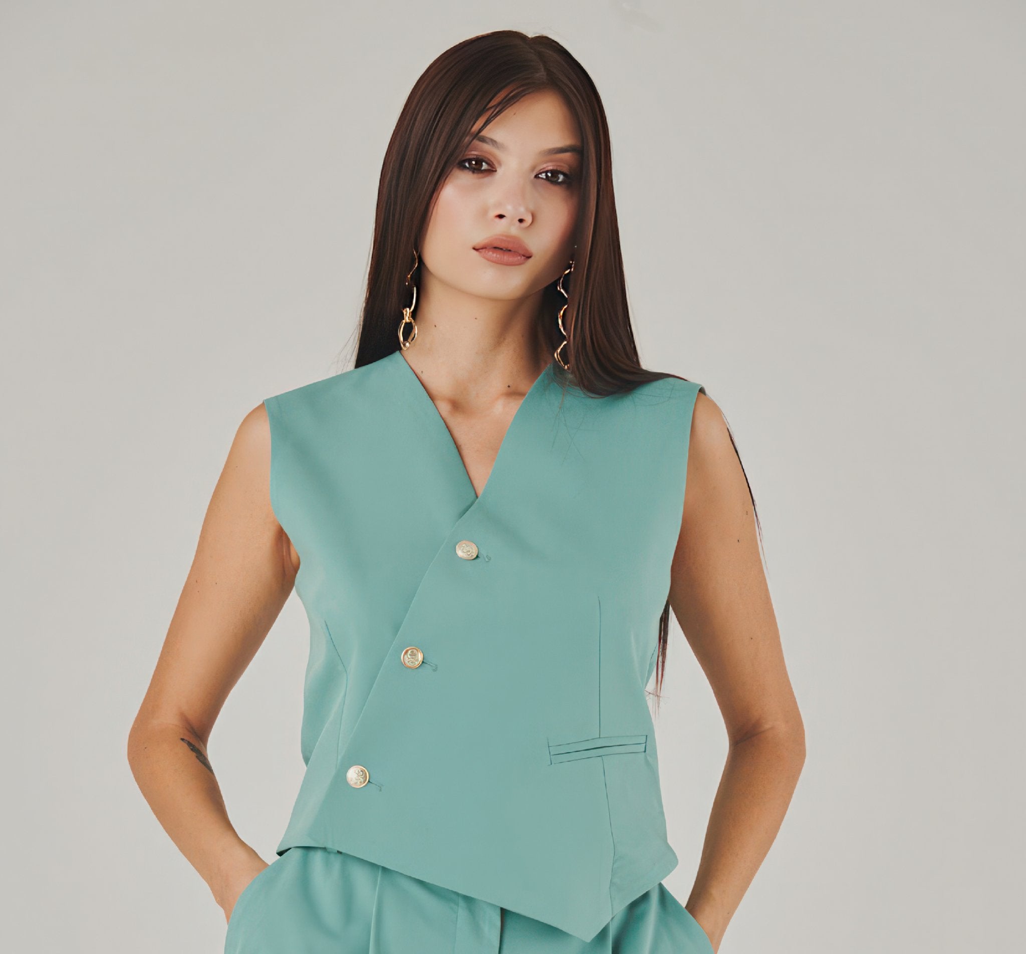 Menta Green Gilet - Verde Eleganza Collection - ELLY