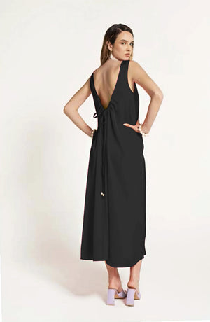Nero Draped Back Maxi Dress - ELLY