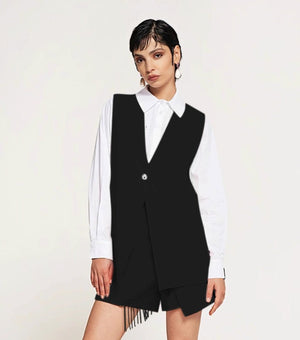 Nero Tailored Longline Gilet - ELLY