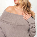 Off - Shoulder Ribbed Knit Midi Dress – Tortora - ELLY