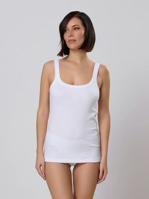 Ribbed Cotton Tank Top – BIANCO | Canotta in Costina - ELLY