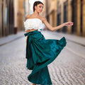 Satin Forest High-Low Skirt - ELLY