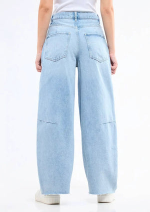 Sky Blue Relaxed Wide - Leg Jeans - ELLY