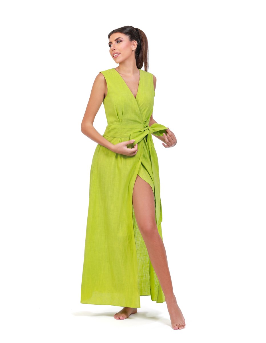 BALI GREEN LINEN MAXI DRESS main image 0