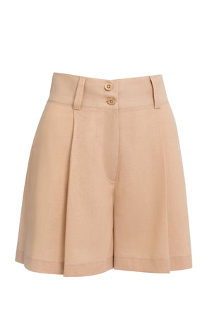 Beige Linen Shorts - ELLY