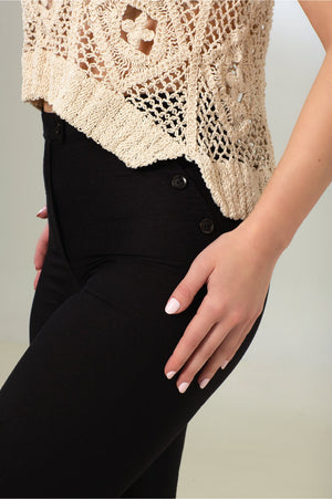 Black Linen Pants - ELLY