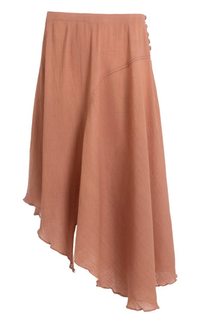 Brown Asymmetric Paneled Midi Skirt - ELLY
