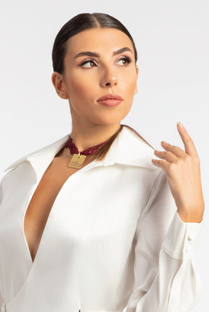 Fil Metallic necklace with 18 Karat gold plated brass chain - ELLY