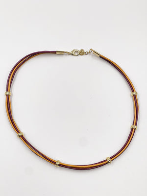 Genuine leather choker, fastened with an 18-karat gold-plated brass buckle - ELLY