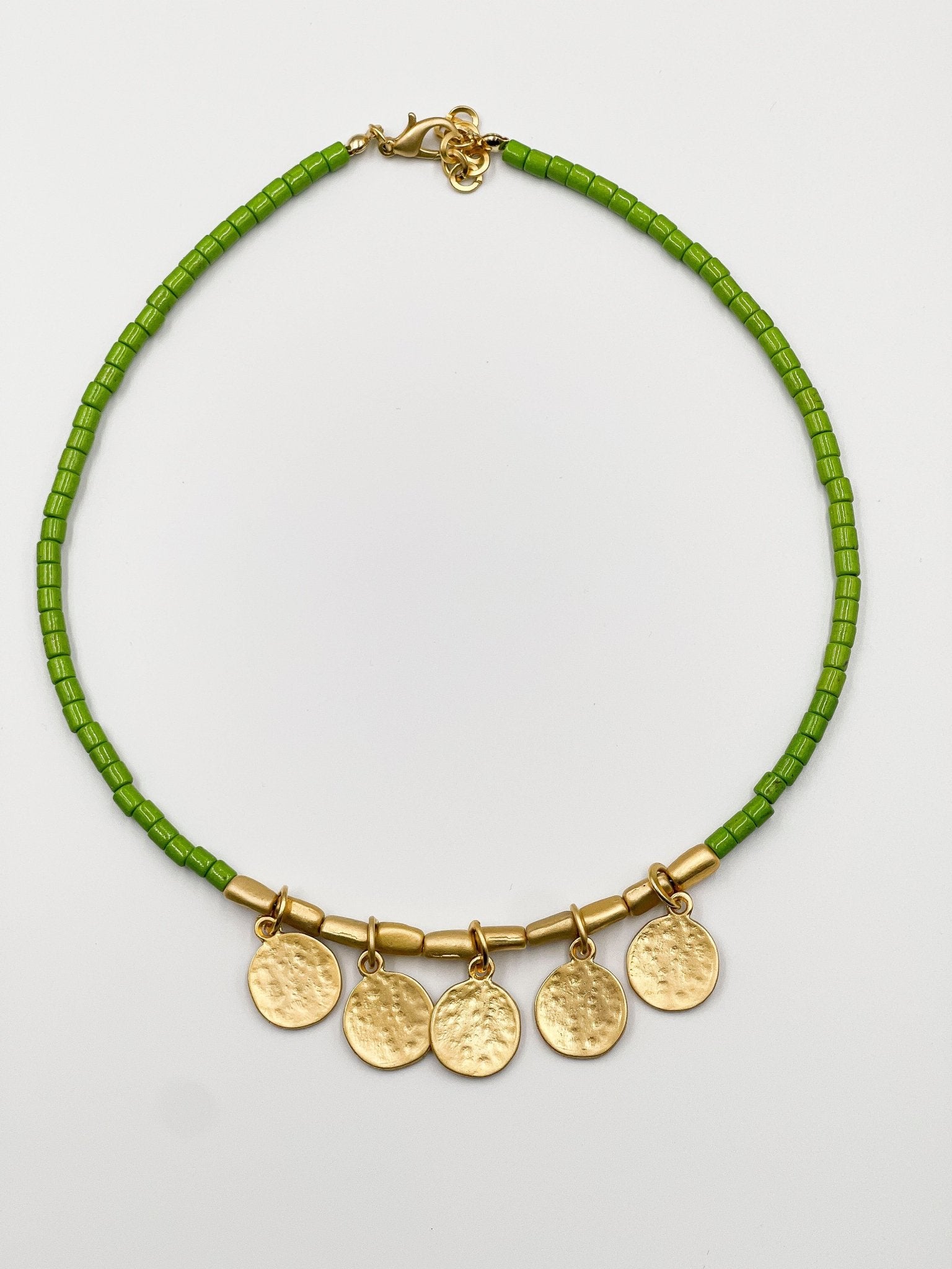 Gold plated 18 karat lab colored stone necklace - ELLY