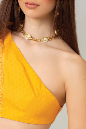 Handmade ring, 18K gold-plated brass with a beautifully hammered martelé finish, and featuring stunning baroque stones - ELLY