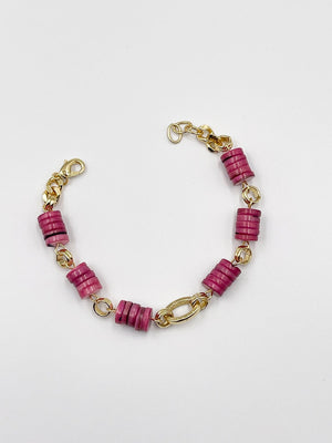 Stunning bracelet, featuring an 18-karat gold-plated chain and gorgeous colored nacre stone - ELLY