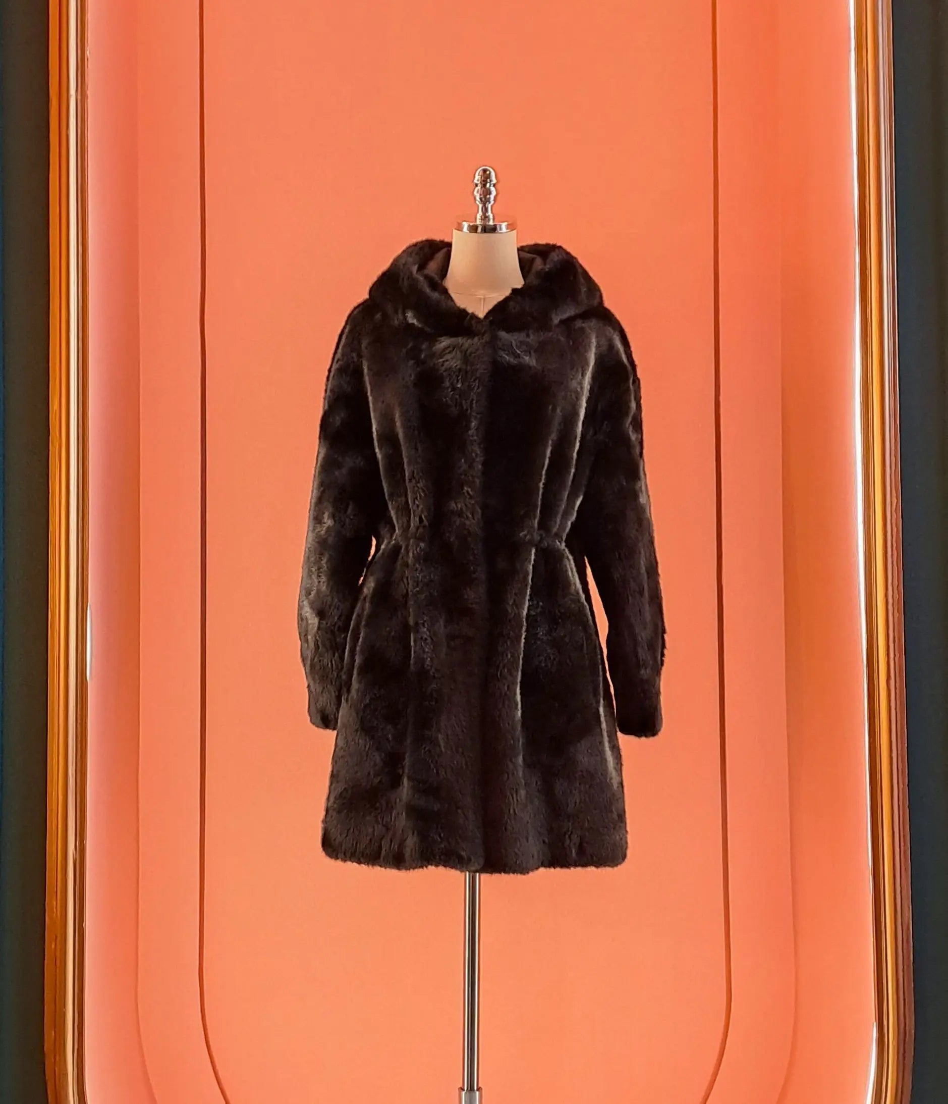 Luxora Plush Italian Hooded Coat – Black