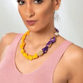 18 karat gold - plated necklace featuring a blend of sodalite and jasper stones adorned with exquisite zircon ornaments - ELLY