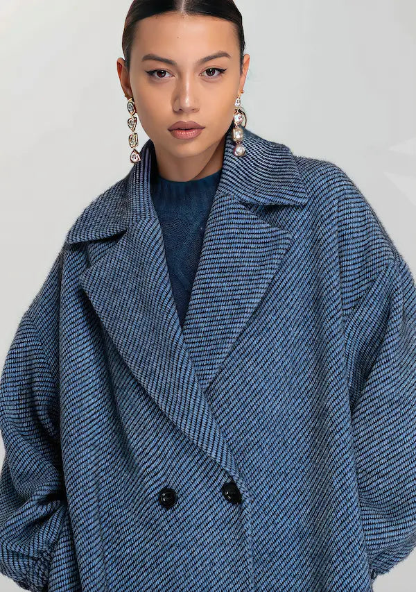 Cappotto Oversize Blu/Nero