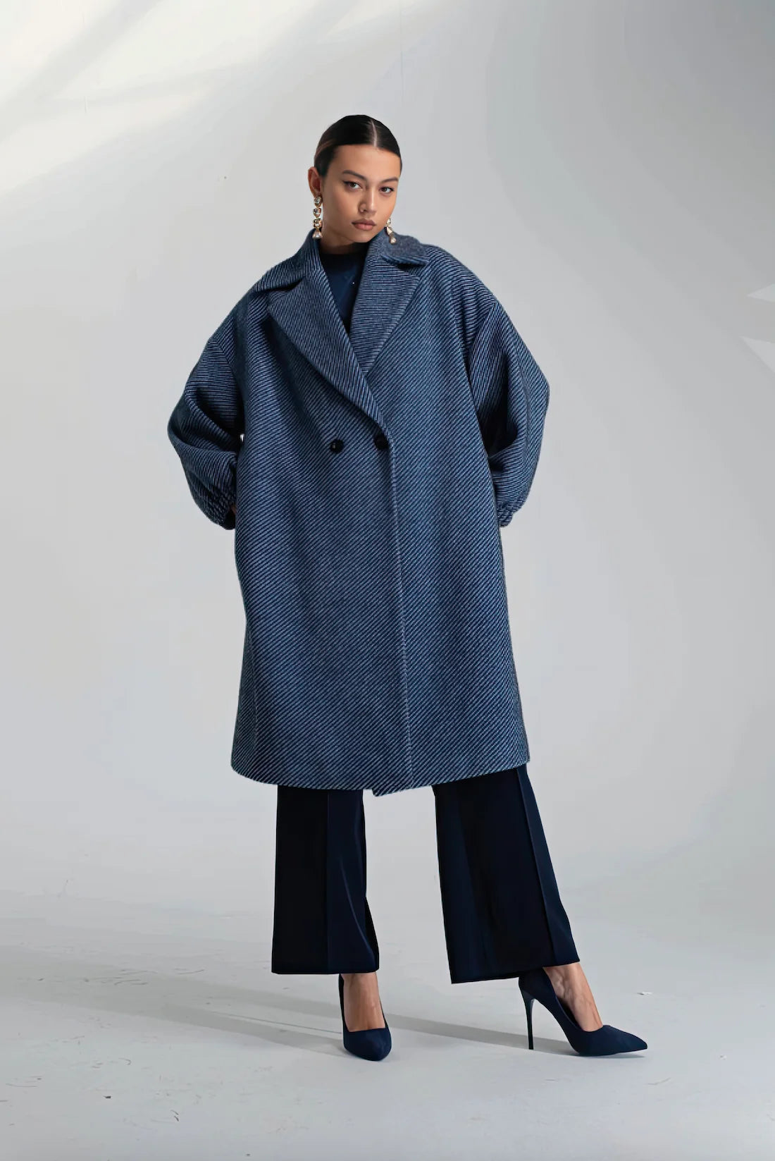 Cappotto Oversize Blu/Nero