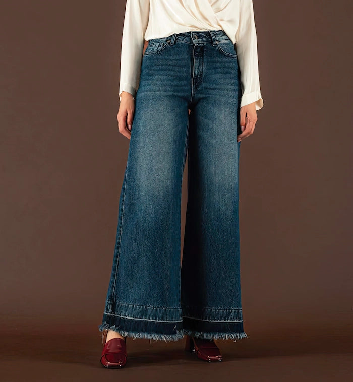 Wide-Leg Denim Jeans
