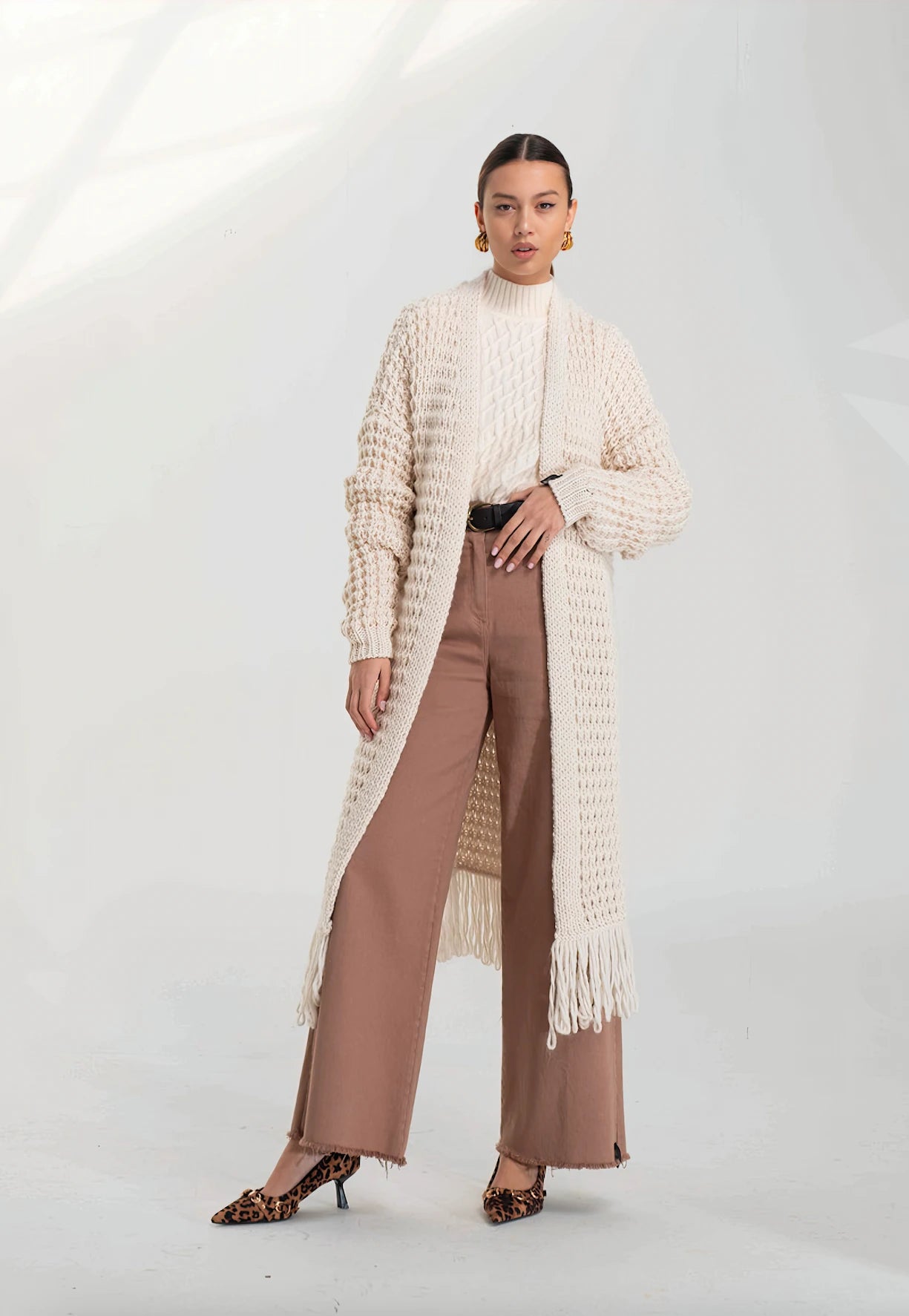Cardigan Frangia Panna
