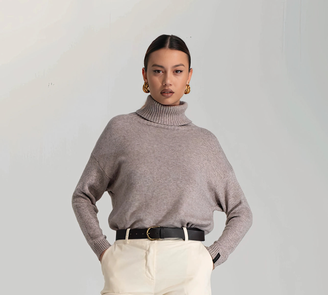 Maglia Collo Alto - Greige