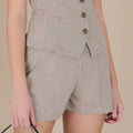 Beige Tailored Mini Shorts - ELLY