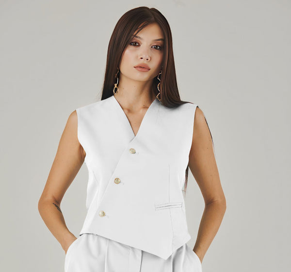 Bianco White Gilet - Timeless Chic Collection - ELLY