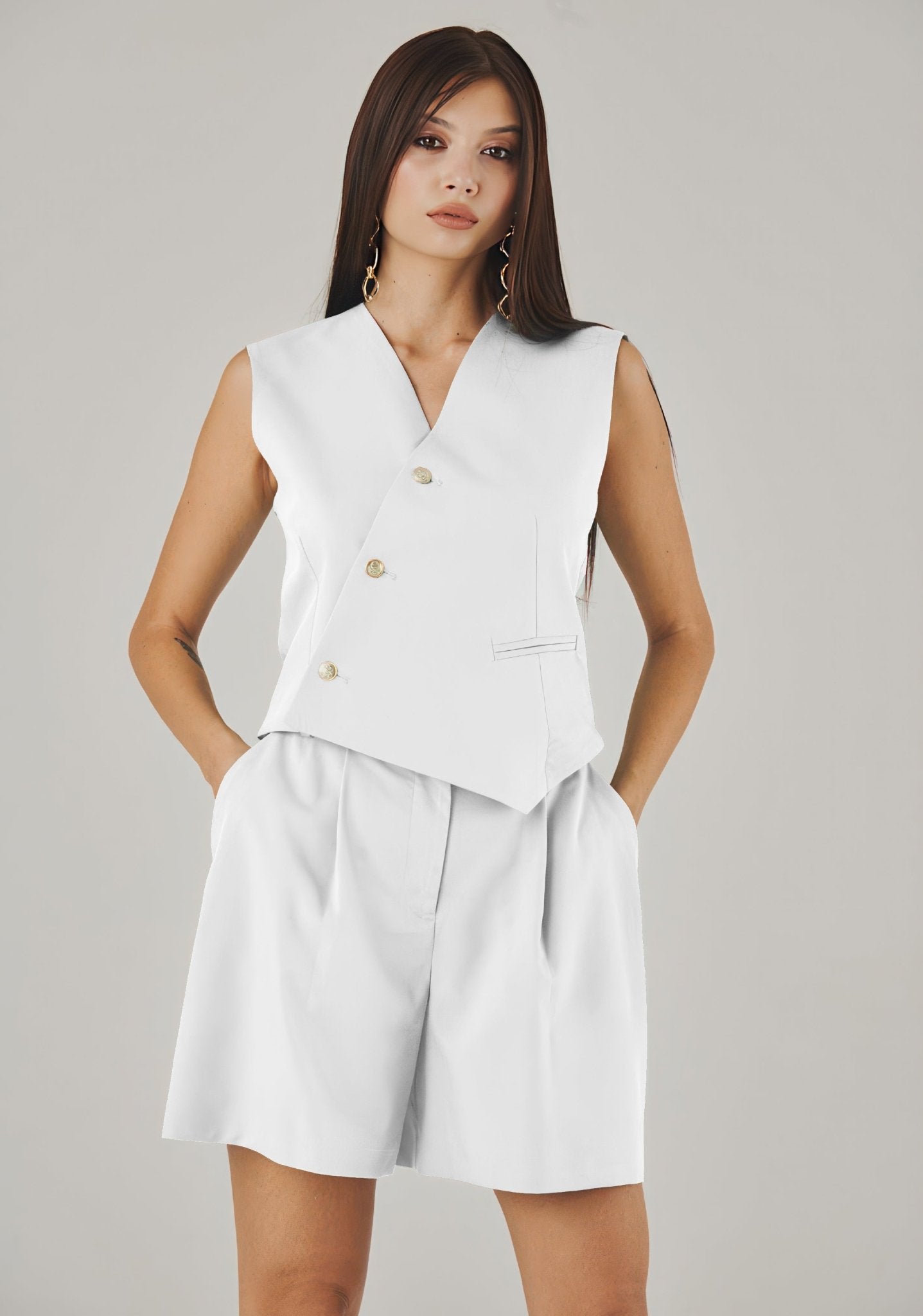 Bianco White Gilet - Timeless Chic Collection - ELLY