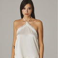 Floral Whispers Open-Back Halter Top - ELLY