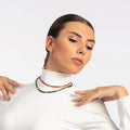 Genuine leather choker, fastened with an 18 - karat gold - plated brass buckle - ELLY
