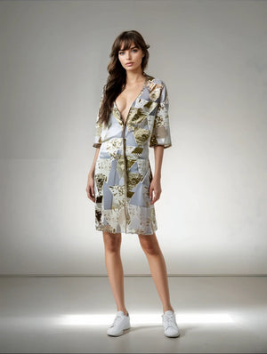 Golden Geometric Sheer Kimono - ELLY