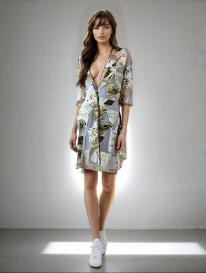 Golden Geometric Sheer Kimono - ELLY