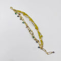 Jade stone bracelet with zircon ornament and 18 karat gold plated chain - ELLY