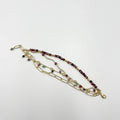 Jade stone bracelet with zircon ornament and 18 karat gold plated chain - ELLY