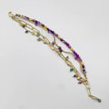 Jade stone bracelet with zircon ornament and 18 karat gold plated chain - ELLY