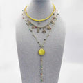 Jade stone pendant with zircon ornament and 18 karat gold plated chain - ELLY