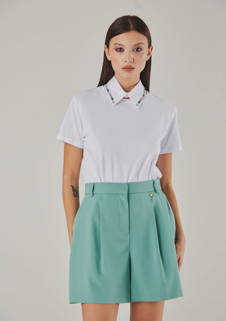 Menta High-Waisted Pleated Shorts - ELLY