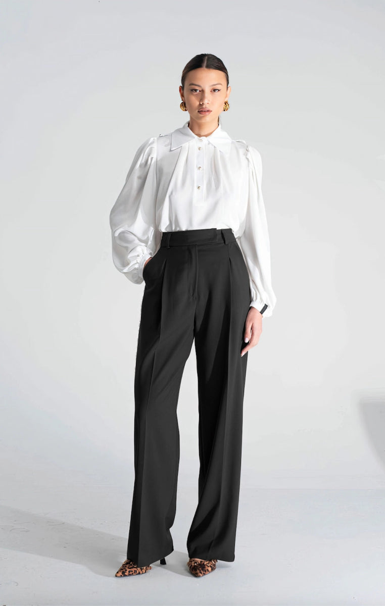Pantaloni Pinces Gamba Nero - ELLY