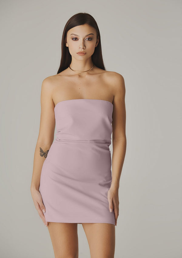 Pure Elegance Strapless Midi Dress - Cipria Blush Pink - ELLY
