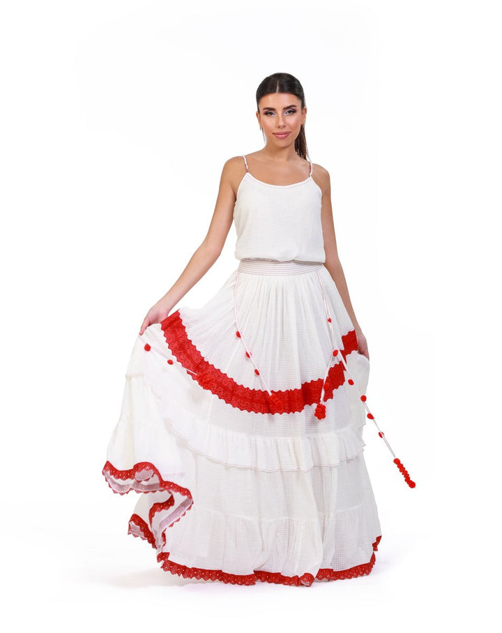 Serene Surplice Embroidered Maxi Skirt - ELLY