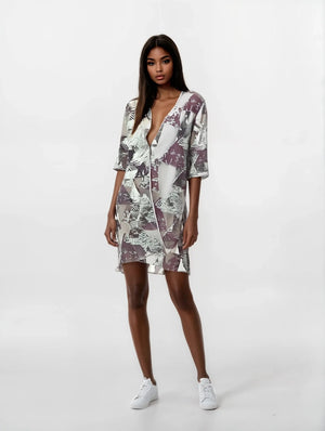 Silver Geometric Sheer Kimono - ELLY