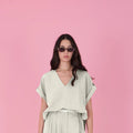 V - neck relaxed top – Light Sage - ELLY